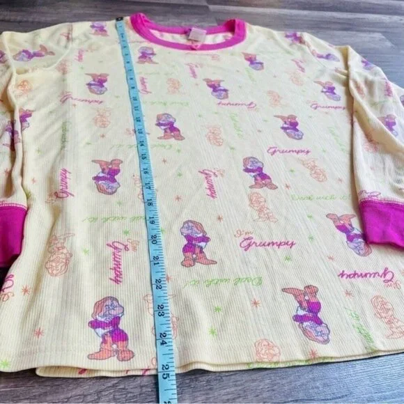 Disney Vintage Grumpy Yellow Long Sleep Pajama Top Medium - Picture 6 of 8